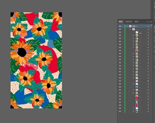 多彩花卉图案设计素材