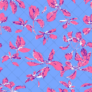 蓝色底粉色花卉图案纹理