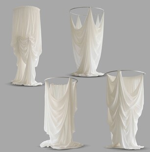 白色褶皱婚礼布幔免抠素材