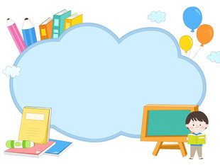 学习工具文具书籍铅笔气球黑板