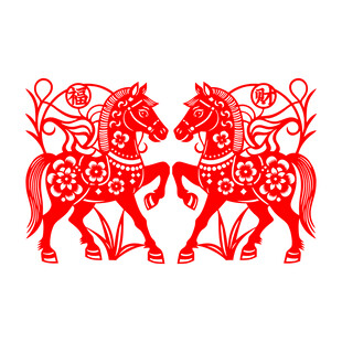 双马剪纸图案