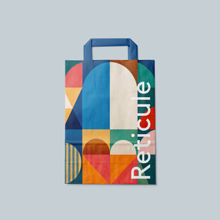 手提袋样机几何图案手提购物袋