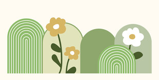 清新花卉与几何图案插画