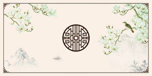 中式古典花鸟窗棂背景图