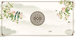 中式古典花鸟窗棂背景图