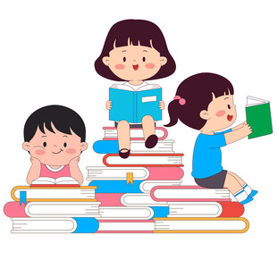儿童读书阅读书籍教育插画