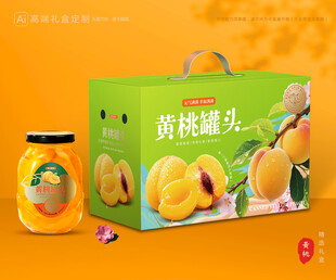 黄桃罐头包装 桃子礼盒