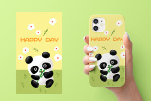 小熊猫手机壳插画