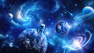 太空宇航员星球宇宙星云航天背景