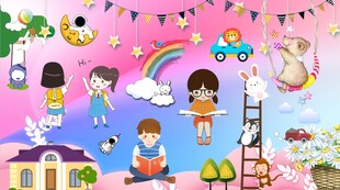 卡通儿童房背景墙