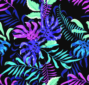 梦幻多彩热带植物图案