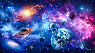 浩瀚宇宙星空太空黑洞星球背景墙