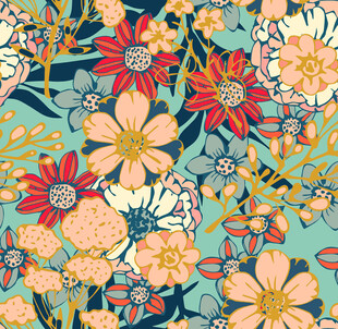 清新多彩花卉图案背景