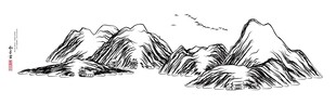 水墨风山峦简笔画