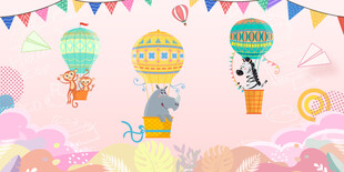 卡通儿童房气球背景墙