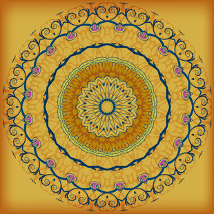 精美圆形曼陀罗花纹图案