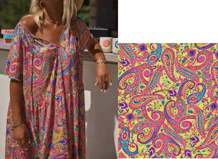 彩色印花宽松女士连衣裙