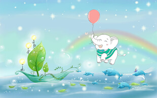 卡通海豚背景墙