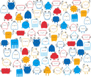 多彩卡通图案背景纹理