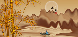 中式山水意境插画