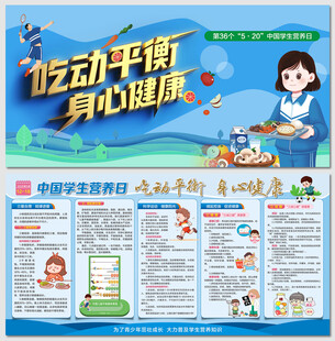 中国学生营养日吃动平衡展板