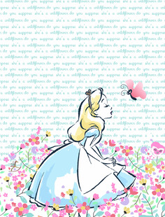 爱丽丝置身花丛与蝶相伴