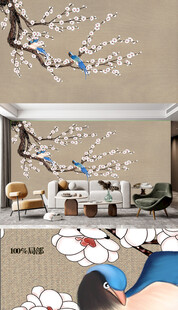 中式风客厅墙绘装饰图