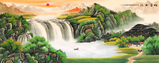 山水瀑布国画