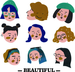 多样表情的卡通女性头像