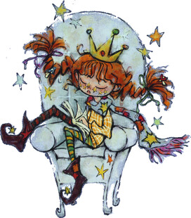 坐在王座上的俏皮小女王