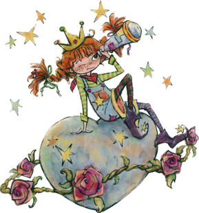 梦幻女孩坐于星球赏飞机