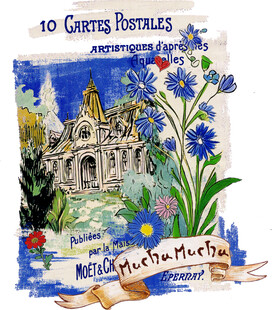 水彩花卉与建筑艺术插画