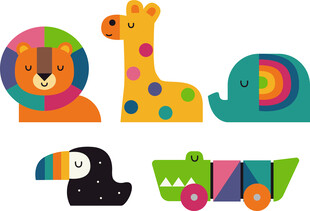 可爱卡通动物与玩具形象