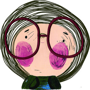 戴眼镜的害羞卡通女孩