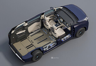 蓝色汽车内部空间展示