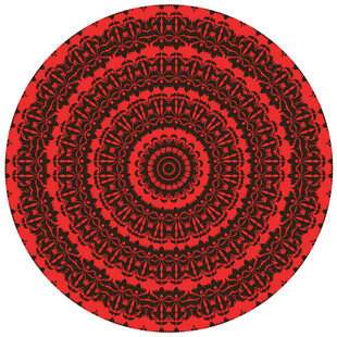 红色圆形精美曼陀罗图案