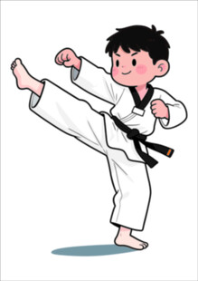 练跆拳道的活力小男孩