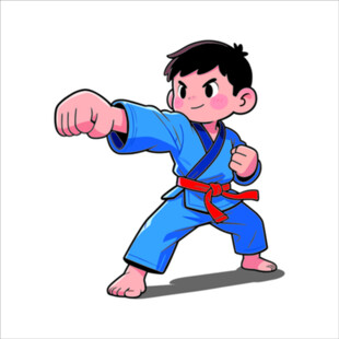 练空手道的小男孩