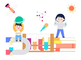 毕业季实验课化学科学实验插画