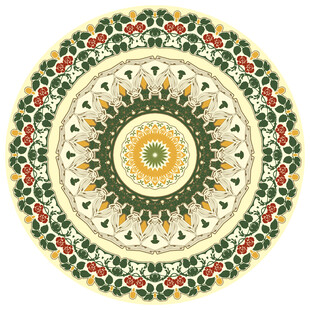 圆形传统古典花纹印花