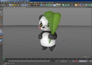 手拿叶子的可爱熊猫3D模型展示