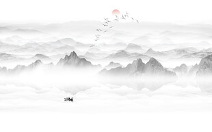 新中式山水背景墙