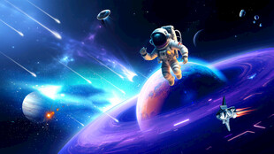 浩瀚星空太空流星宇宙星球背景墙