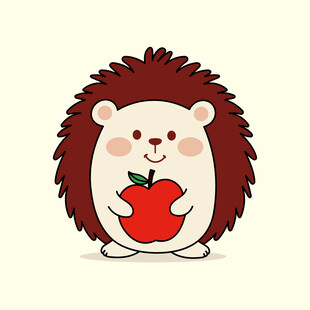 可爱刺猬抱红苹果