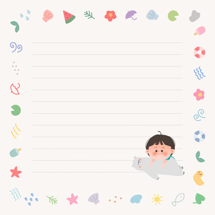 孩子北极熊玩偶便签纸记事本边框