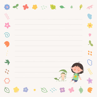 孩子青蛙玩耍便签纸记事本边框