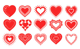 多样红色爱心图案集合