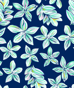 蓝底清新花卉图案