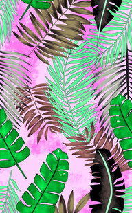 热带植物粉色背景图案