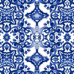 蓝白青花瓷花纹图案